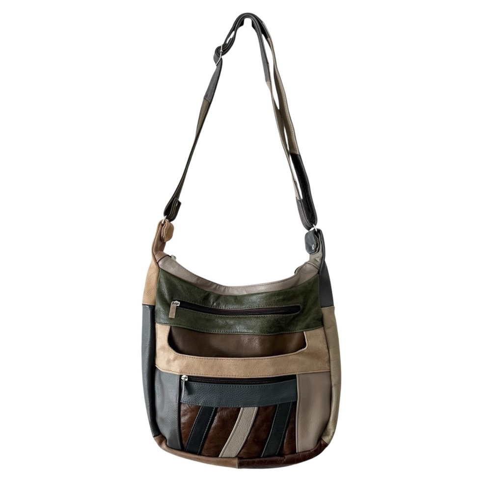 Soft Leather Colorblock Patchwork Multicolored Br… - image 2